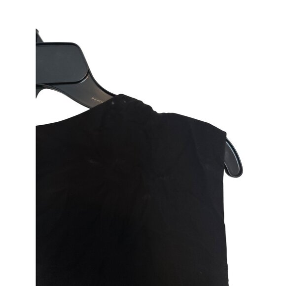 Black Sleeveless Beaded Neckline Dress 14W With Flowing Chiffon Overlay & Keyhol - Picture 3 of 6